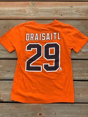 Edmonton Oilers Leon Draisaitl NHL Hockey T-Shirt Youth M 10/12 Orange #29 Tee